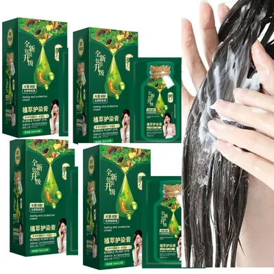 Natural Plant Herbal Hair Dye Shampoo 5 Minutes Change Hair Color Non-irritating Nourishing Repairs Gray White Hair Beauty Care