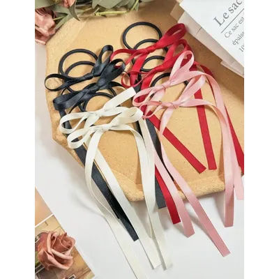 2/8pcs Fashion Solid color ribbon bow Elastic Hair Bands For Women Girls Party Hair Accessories