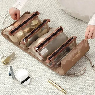 4 in 1 Makeup Bags Detachable Cosmetic Bag Portable Large Capacity Portable Folding Travel Cosmetics Storage Toiletry Bag