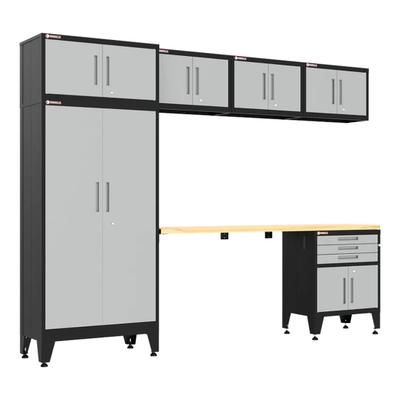 Armadillo Tough Grey 7-Piece Garage Cabinet Set with Levelers and Casters