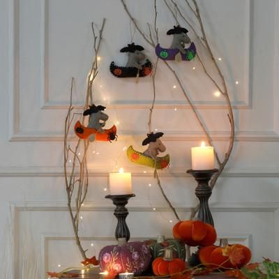 'Halloween-Themed Handmade 4-Piece Wool Felt Ornament Set'