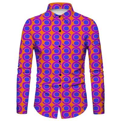 Retrò Vintage Anni '70 Camicia Disco Geometrico Psichedelico Costume Per uomo Halloween Carnevale Festival Musicale Parata dell'Orgoglio Festa a tema retrò Adulti Camicia