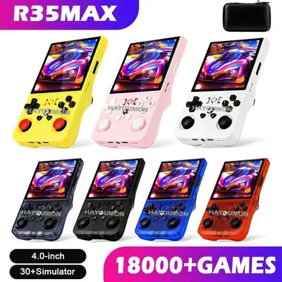 Yellow Pink Open Source R36 Max 4" IPS Screen RK3326 Chip Retro Handheld Video Game Console 64G 128G Portable Pocket Game Player