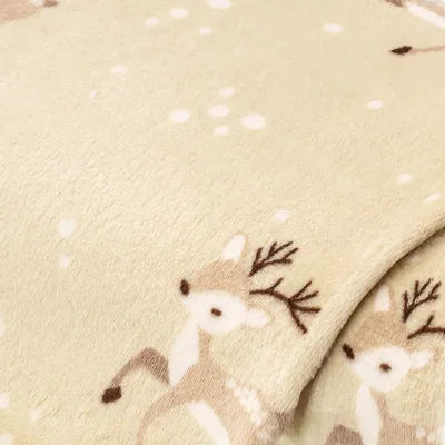 Tissu polaire "bonhomme de neige et chevreuil", marron/coloré, série "Wellness"