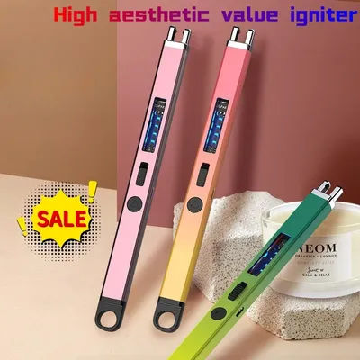 Briquet à Arc électrique, bougie d'aromathérapie, allumeur de cuisine, coupe-vent, chargeur USB, cuisinière à gaz 360 ° Briquet sans flamme à plasma à impulsion