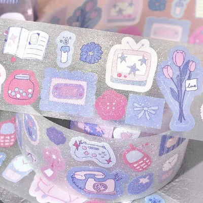 50mm*3m/Roll Cartoon shaped label stickers PET Tape Decorative Masking Tape Scrapbooking Sticker Journal Aesthetic Stationery