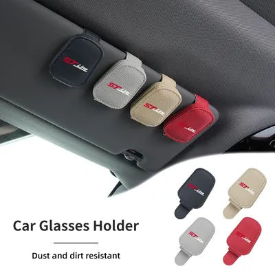 Clip per occhiali da vista in pelle per visiera parasole per auto multifunzione per Ford ST Line Racing RS S Kuga Fiesta Fusion Mondeo Focus