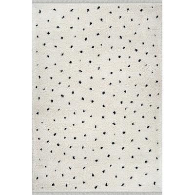 Tappeto Shaggy a pois, Crema, 160 x 230 cm
