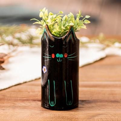 'Cat-Themed Ceramic Decorative Vase Utensil and Pen Holder'