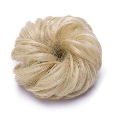 Chic Rose Bun Hair Scrunchie Quick Styling, Durable Synthetic, Easy Maintenance, Ideal For Daily Wear Light Blonde