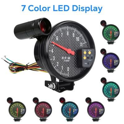 7 Color Digital Tachometer, 0 11,000 RPM Gauge With Bright Shift Light For Cars & Motorcycles 7 Color Digital Tachometer, 0 11,000 RPM Gauge With Bright Shift Light For Cars & Motorcycles