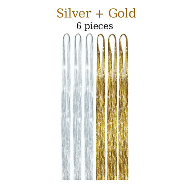 48 Inch Fairy Hair Tinsel Kit 1200 Sparkling Hair Extensions In 12 Colors silver And Gold 48 Inches