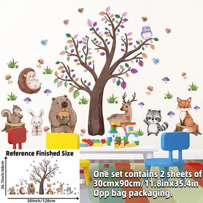 Safari Jungle Woodland Animals Wall Decals For Nursery Kids Bedroom Decor Woodland Animals