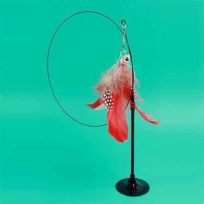 Interactive Cat Feather Toy: Entertaining And Durable Sucker Stick Toy For Cats Red