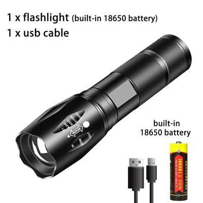 Portable Aluminum Alloy LED Flashlight: Powerful USB Rechargeable Torch For Outdoor Camping Tactical Flash Light 1 X Flashlight