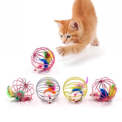 Colorful Cat Teaser Toy With Bell Mouse Cage Attachment Pet Supplies 8