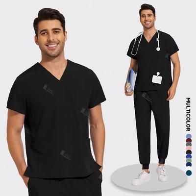 Lightweight Anti Wrinkle Nursing Scrub Set For Men And Women l black