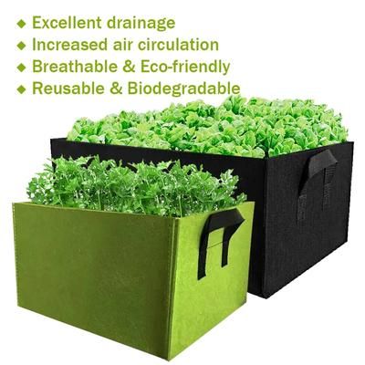 Felt Grow Bag: Reusable Rectangle Planting Pot For Vegetables Green 50x30x20cm 6 PCS