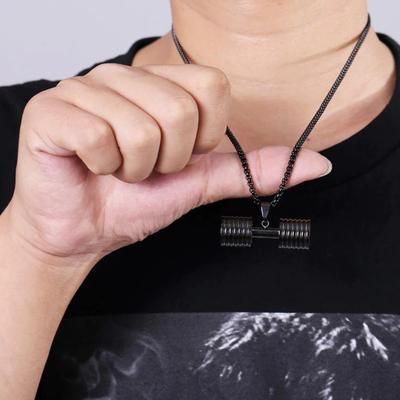 Copper Weightlifter Necklace Black
