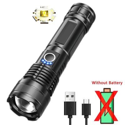 High Power LEP Flashlight: USB Charging, Long Range Beam, 26650 Lithium Battery | Outdoor Telescopic Zoom Torch Super B No Battery