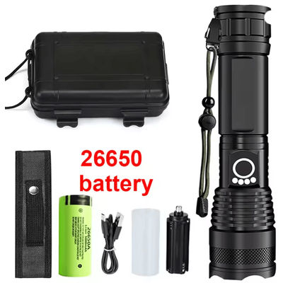 High Power Rechargeable Tactical Flashlight With Telescopic Zoom For Camping And Outdoor Use 26650 Battery Box