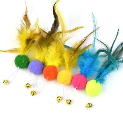 Interactive Cat Toy Accessories: Rainbow Ball, Striped Stick, Feather, Bell Replacement Heads For Playful Kittens Color: 1 2