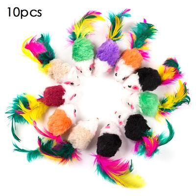 Colorful Mini Cat Toys: 10pcs Plush False Mouse Set For Cats Funny Kitten Playthings & Pet Supplies C
