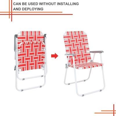 Folding Web Chair, Lightweight Beach, Lawn & Patio Chairs With Webbed Strap Design, Portable Outdoor Seating red