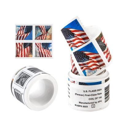 Flag 2024 Roll USPS Stamps All Brand New Forever Stamps 100 Unused US Forever First Class Postage Stamps 1 Roll Of 100 Pcs