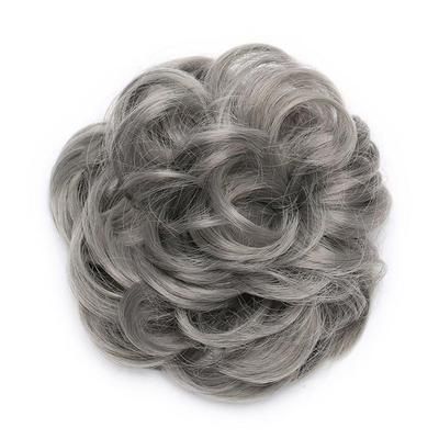 Chic Rose Bun Hair Scrunchie Quick Styling, Durable Synthetic, Easy Maintenance, Ideal For Daily Wear Dark Grey