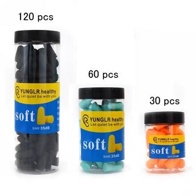 Noise Reducing Foam Earplugs Soft Comfort Fit For Sleep, Travel & Focus 30 Pcs orange