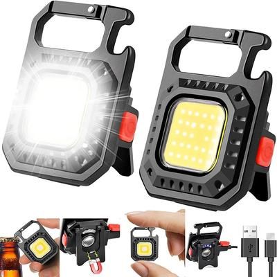 1000 Lumens COB Keychain Flashlight: Rechargeable Portable Pocket Light With 3 Modes & Folding Bracket 1PC