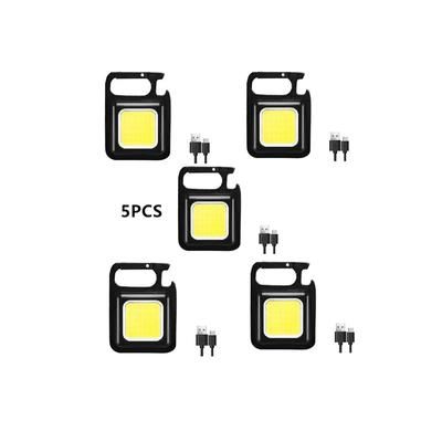 Mini LED 1500LM Flashlight: Portable Pocket Work Light Keychain USB Rechargeable For Outdoor Camping With Small Corkscre 500LM (1.5 2.5Hour) 5LAMP And USB