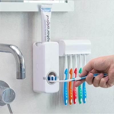 Automatic Toothpaste Dispenser Set With Toothbrush Caddy & Toothpaste Holder Automatic Toothpaste Dispenser Set With Toothbrush Caddy & Toothpaste Holder