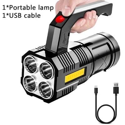 Portable USB Rechargeable 7 LED Flashlight: Waterproof Torch With COB Side Lights, 4 Modes, Power Display Outdoor Emer 032