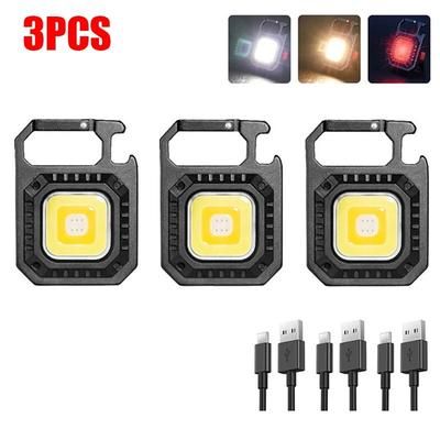 800 Lumens USB Rechargeable Mini LED Flashlight: Magnetic COB Outdoor Camping Pocket Work Light With 7 Modes Spotlights 3pcs