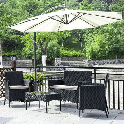 4 Piece Outdoor Patio Furniture Set, Wicker Rattan Sofa & Chairs With Coffee Table 4 Piece Outdoor Patio Furniture Set, Wicker Rattan Sofa & Chairs With Coffee Table