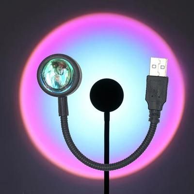 USB Sunset Projection Lamp Rainbow Atmosphere Night Light For Photography & Home Decor sunset blue