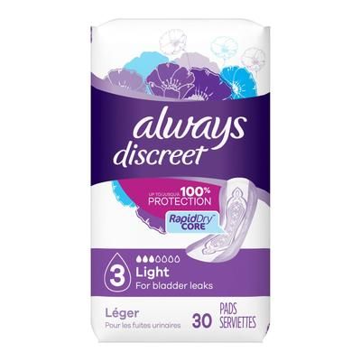 Always Discreet Bladder Control Pad 9.4 Inch Length Light Absorbency Super Absorbent Core Size 3 (928408_PK)