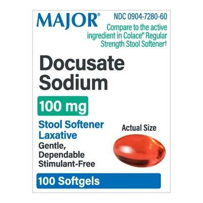 Major Stool Softener Softgel 100 per Bottle 100 mg Strength Docusate Sodium (1229088_BT)