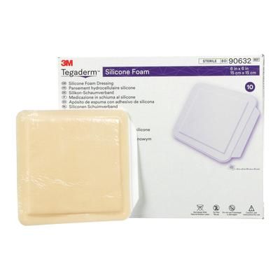 3M Tegaderm Foam Dressing 4 X 4-1/4 Inch Without Border Film Backing Silicone Face Square Sterile (1078884_EA)