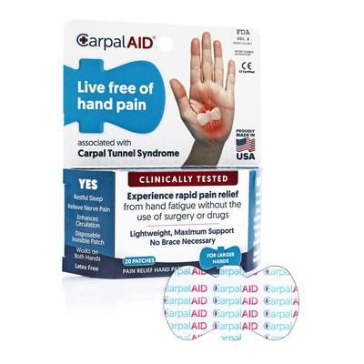 Carpal AID Patch Hand-Based Carpal Tunnel Support Plastic Left or Right Hand Clear Small (1233611_CS)