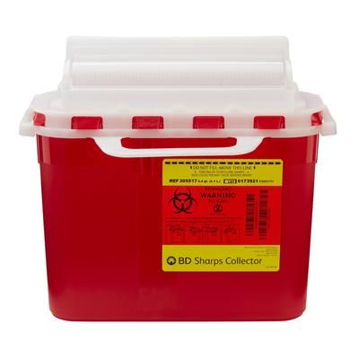 BD Sharps Container Red Base 12 H X 12 W X 4-4/5 D Inch Horizontal Entry 1.35 Gallon (371481_CS)