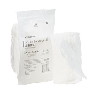 McKesson Fluff Bandage Roll 3-2/5 Inch X 3-3/5 Yard 6-Ply Sterile 1 per Pack (470749_CS)
