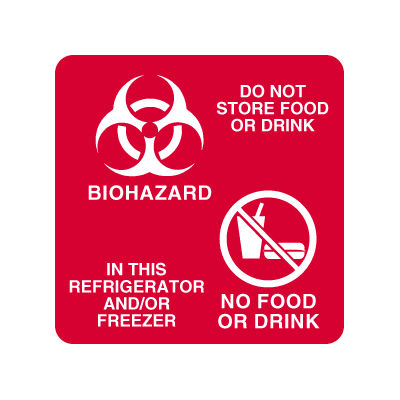 Magnetic Sign Caution Do Not Store Food Or Drink Biohazard In The Refrigerator and Or Freezer No Food No Drink (545952_EA)