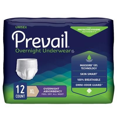 Prevail Overnight Unisex Adult Absorbent Underwear Pull On with Tear Away Seams X-Large Disposable Heavy Absorbency (1189997_PK)