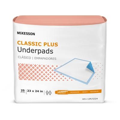 McKesson Classic Plus Disposable Underpad 23 X 24 Inch Fluff / Polymer Light Absorbency (730985_BG)