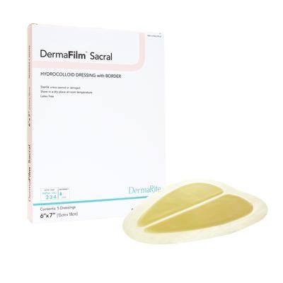 DermaFilm Hydrocolloid Dressing Film Backing 6 X 7 Inch Sacral Hydrocolloid / Film (855205_BX)