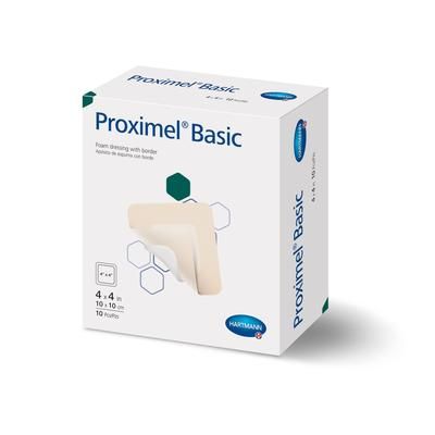Proximel Basic Foam Dressing 4 X 4 Inch With Border Waterproof Film Backing Acrylic Adhesive Square Sterile (1244252_CS)
