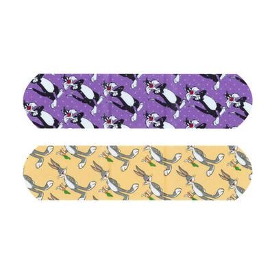 Looney Tunes Stat Strip Adhesive Strip 3/4 X 3 Inch Plastic Rectangle Kid Design (Bugs Bunny /Sylvester) Sterile (687960_CS)